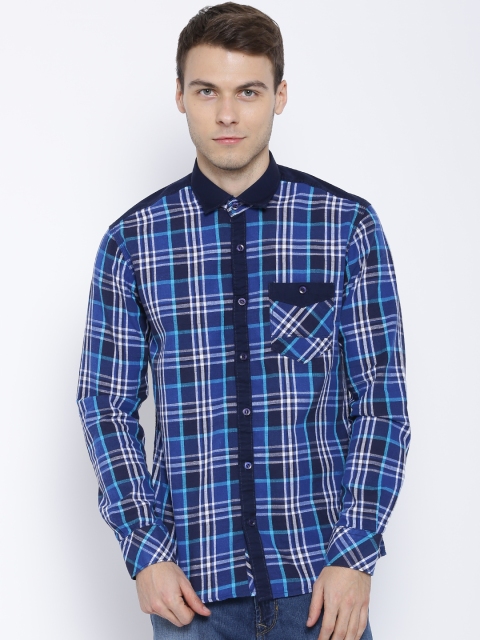 

Killer Blue Checked Lean Fit Casual Shirt