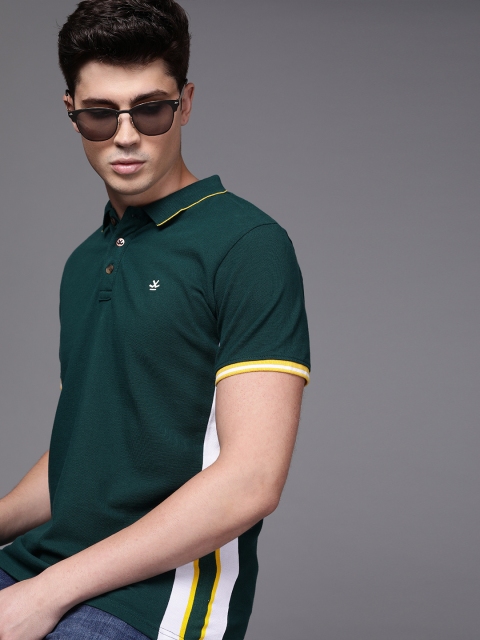 

WROGN Men Teal Green Solid Slim Fit Polo Collar T-shirt