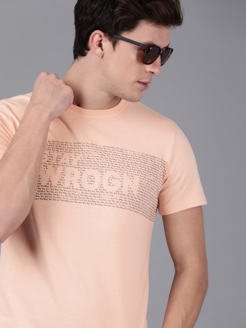 

WROGN Men Pink Printed Round Neck T-shirt