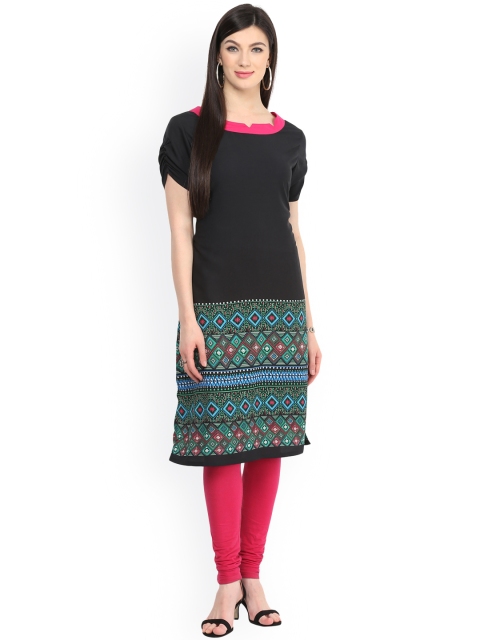 

Pannkh Black Printed Kurta