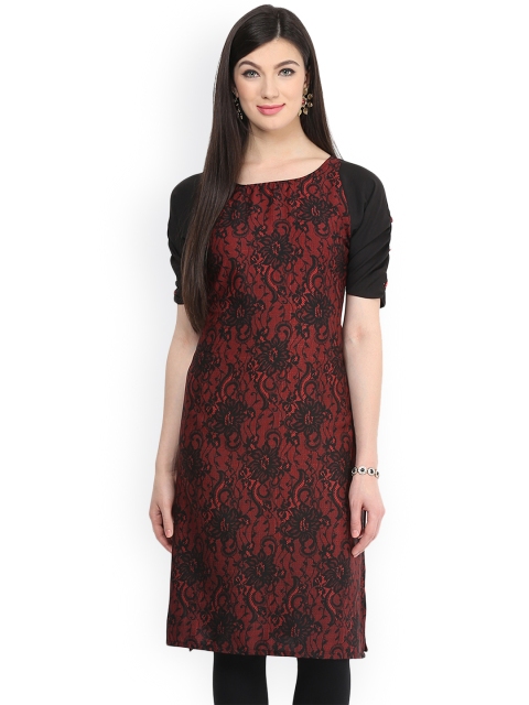 

Pannkh Black & Red Printed Kurta