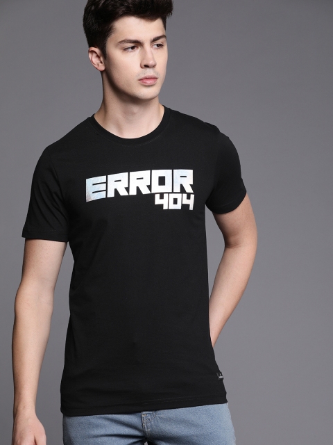 

WROGN Men Black Printed Round Neck T-shirt