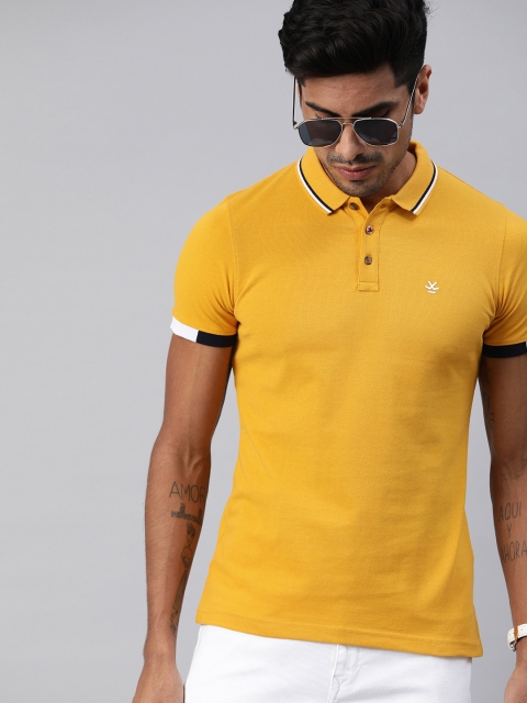 

WROGN Men Yellow Solid Polo Collar T-shirt