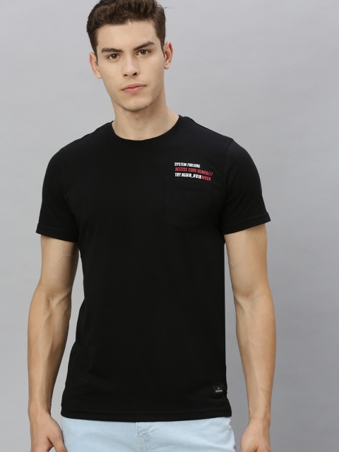 

WROGN Men Black Solid Round Neck T-shirt