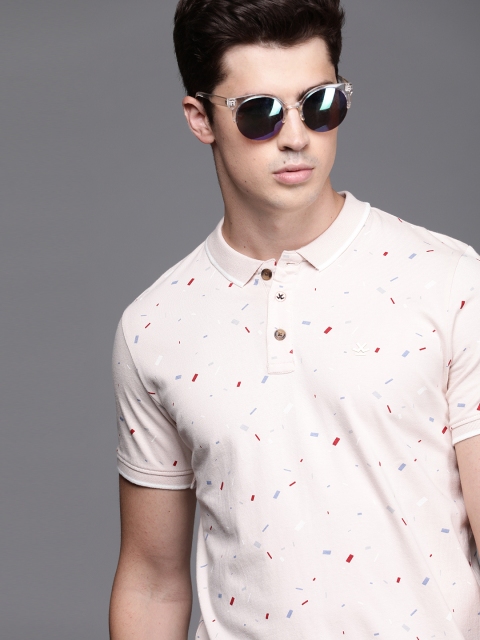 

WROGN Men Pink Printed Polo Collar T-shirt