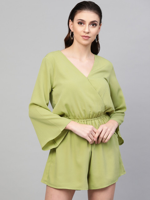

SASSAFRAS Women Green Solid Playsuit