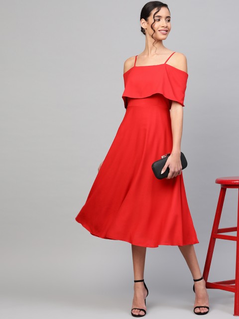 

SASSAFRAS Women Red Solid A-Line Dress