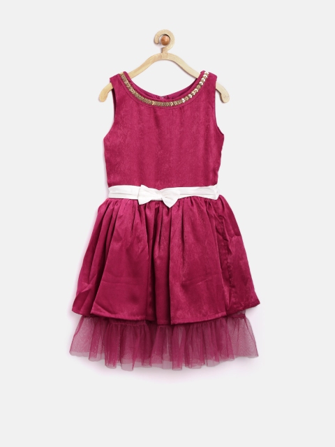 

Gini & Jony Gold Girls Burgundy Fit & Flare Dress