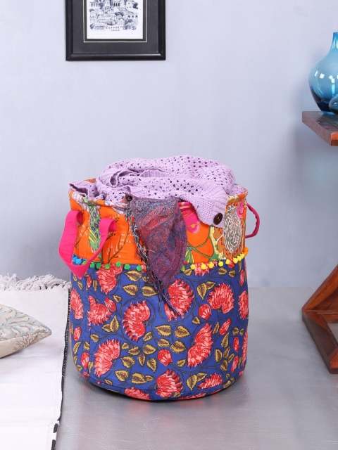 

Rajasthan Decor Blue & Orange Printed Foldable Laundry Bag