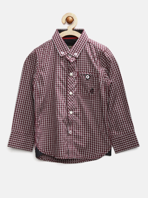 

Gini & Jony Gold Boys Maroon Slim Checked Shirt