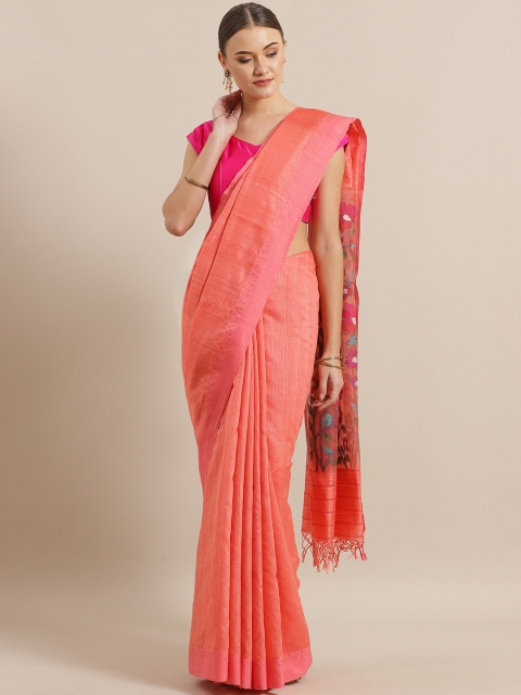 

ADITRI Pink Solid Matka Silk Jamdani Saree