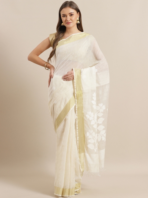 

ADITRI Off-White Woven Design Jamdani Saree