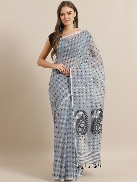 

ADITRI Grey & Black Woven Design Jamdani Saree