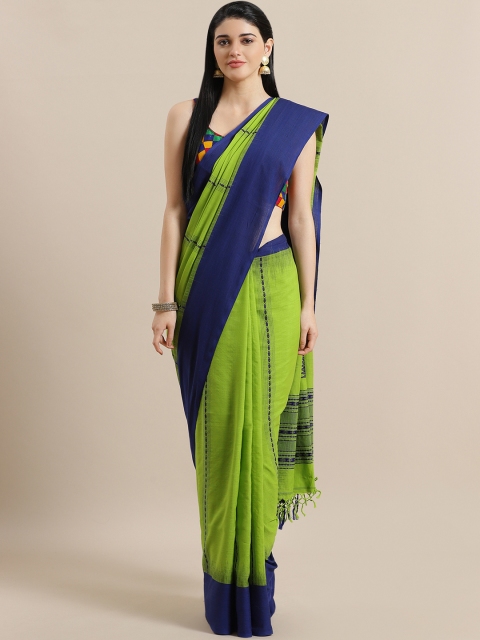 

ADITRI Green & Navy Blue Self-Striped Saree