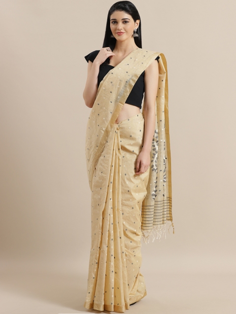 

ADITRI Cream-Coloured & Black Woven Design Jamdani Saree