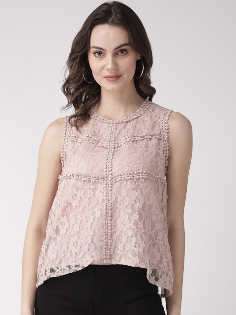 

SCOUP Women Dusty Pink Lace A-Line Top