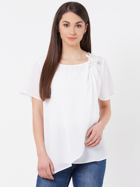 

Instacrush Women White Solid Layered Top