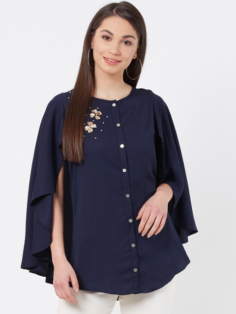 

Instacrush Women Navy Blue Solid Top