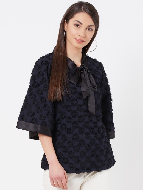 

Instacrush Women Navy Blue Self Design Top