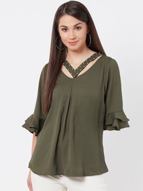 

Instacrush Women Olive Green Solid Top