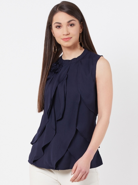 

Instacrush Women Navy Blue Solid Top