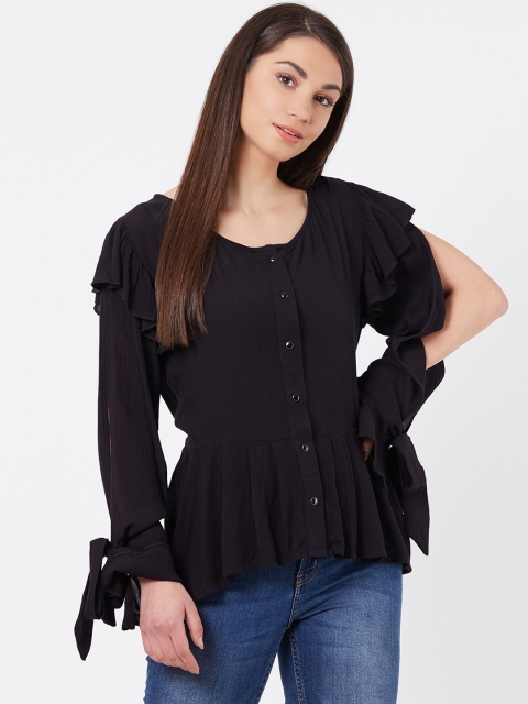 

Instacrush Women Black Solid A-Line Top