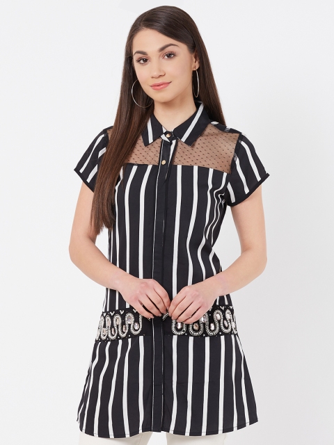 

Instacrush Women Black & White Striped Tunic