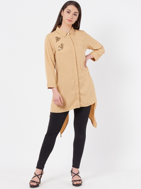 

Instacrush Women Beige Solid Asymmetric Tunic
