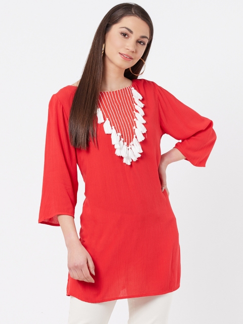 

Instacrush Women Red Solid Tunic