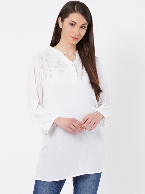 

Instacrush Women White Embellished Detail Tunic