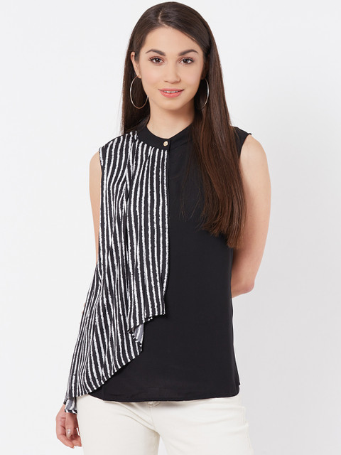 

Instacrush Women Black & White Solid Regular Top