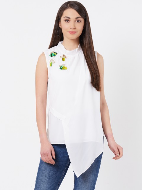

Instacrush Women White Solid Wrap Top