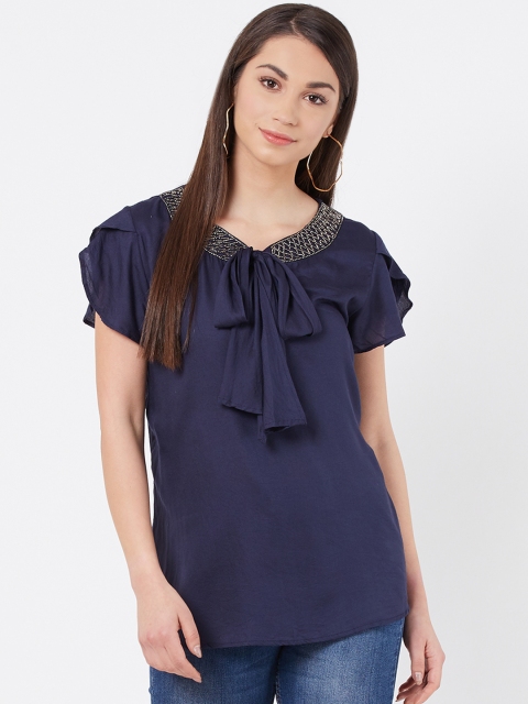 

Instacrush Women Navy Blue Solid Top