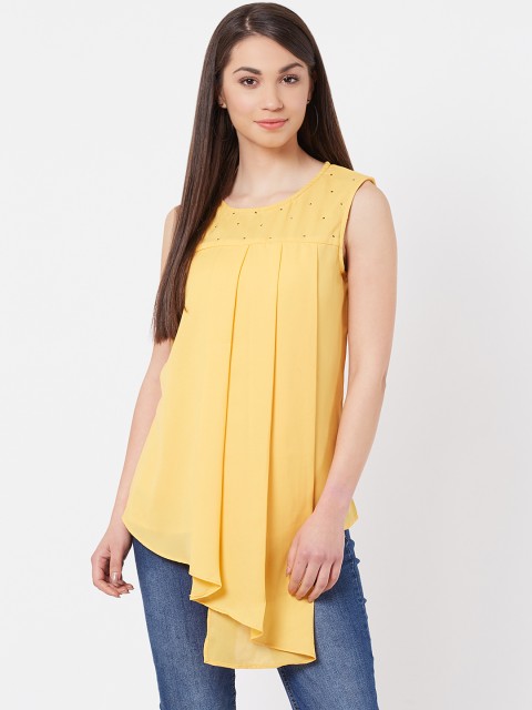 

Instacrush Women Yellow Solid A-Line Top