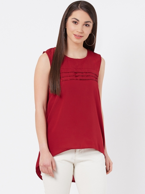 

Instacrush Women Maroon Solid High-Low Top