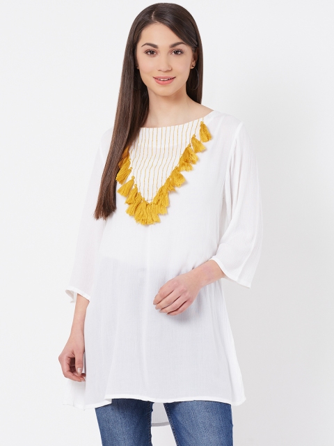 

Instacrush Women White Solid Tunic