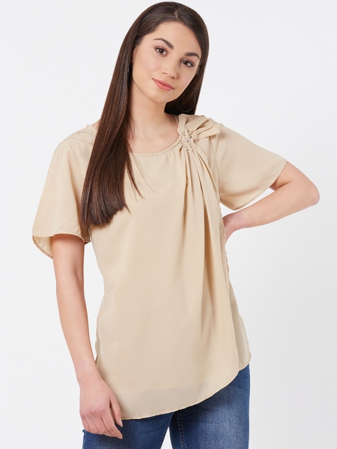 

Instacrush Women Beige Solid Wrap Top