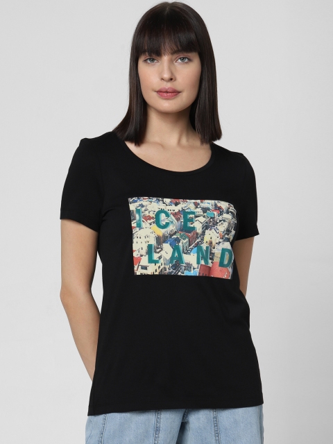 

Vero Moda Women Black Printed Round Neck T-shirt