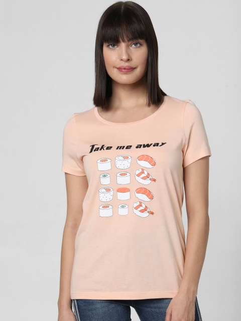 

Vero Moda Women Pink Printed Round Neck T-shirt