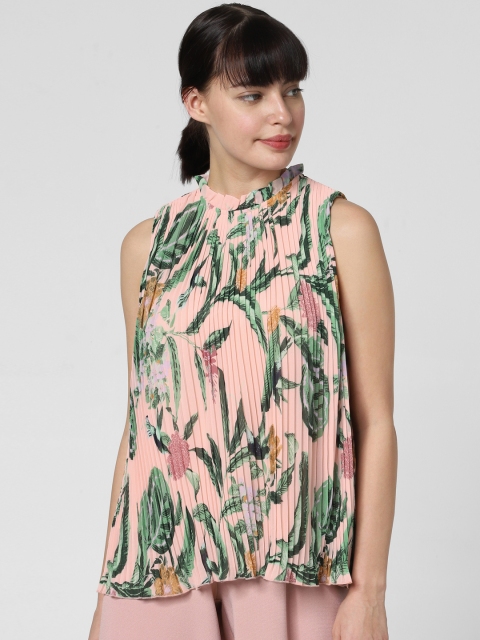 

Vero Moda Women Pink & Green Printed Top