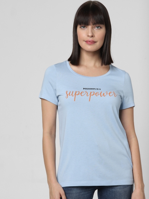 

Vero Moda Women Blue Printed Round Neck T-shirt