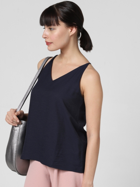 

Vero Moda Women Navy Blue Solid Regular Top