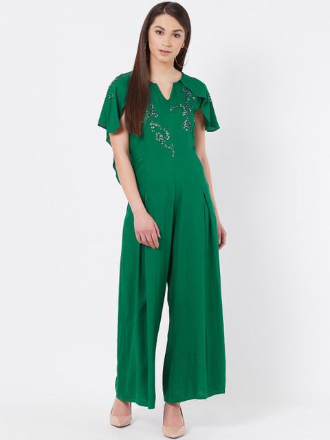 

Instacrush Women Green Solid Basic Jumpsuit