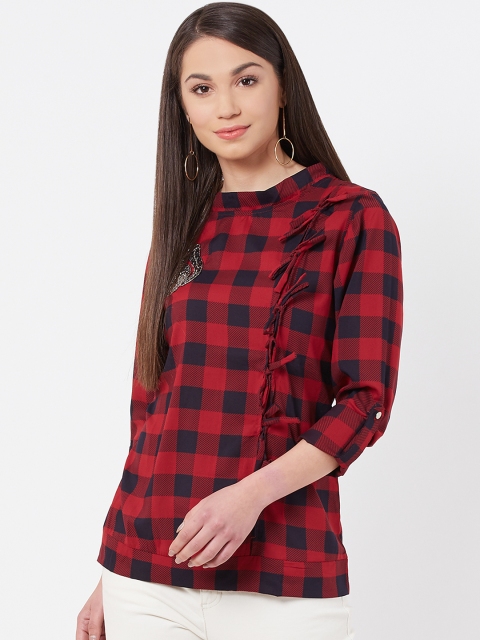 

Instacrush Women Maroon Checked Top