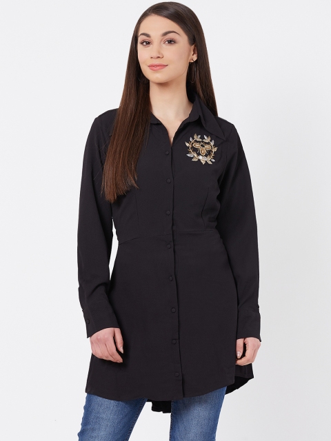 

Instacrush Women Black Solid Shirt Tunic