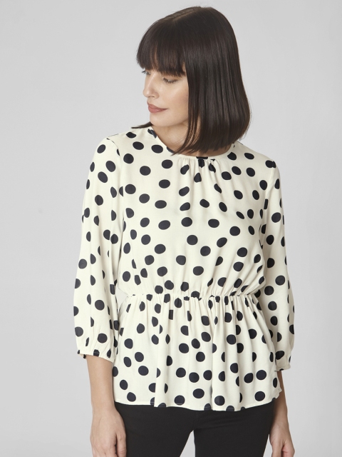 

Vero Moda Women White & Black Polka Dot Print Top