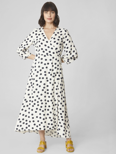

Vero Moda White & Navy Blue Polka Dot Maxi Wrap Dress