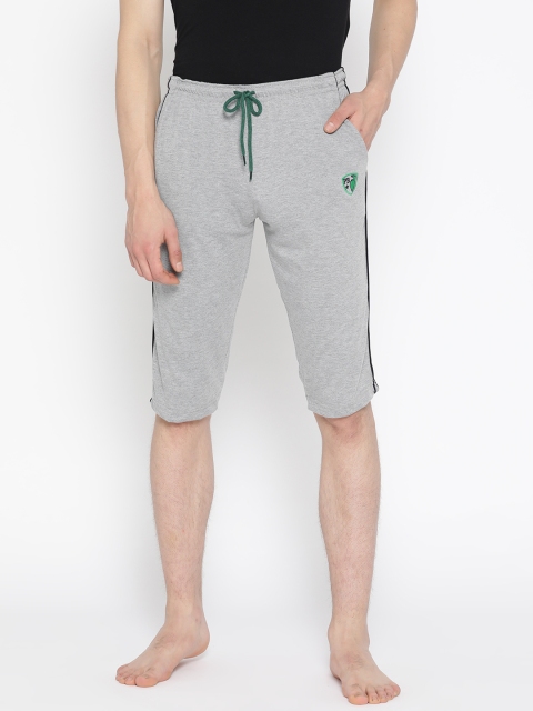 

PORTBLAIR Men Grey Melange Solid Lounge Shorts