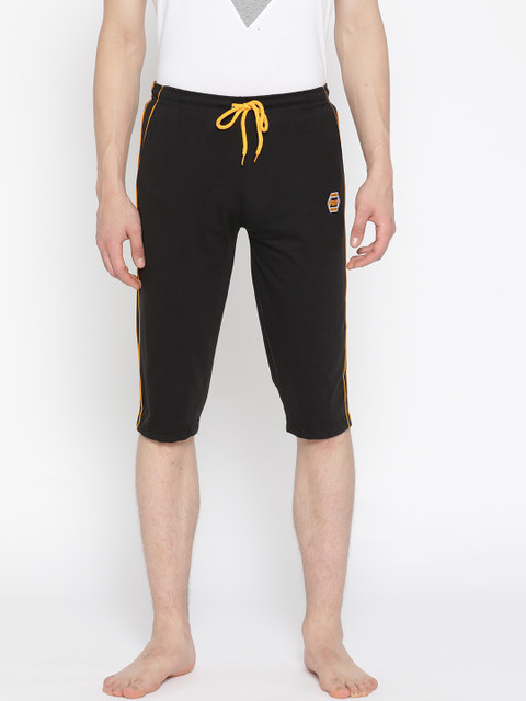 

PORTBLAIR Men Black Solid Lounge Shorts