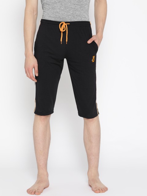

PORTBLAIR Men Black Solid Lounge Shorts
